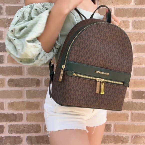 NWT Michael Kors Backpack Brown MK Signature - Picture 6 of 7